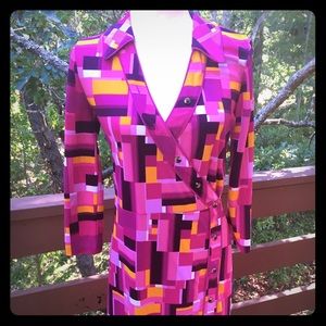 Isaac Mizrahi Retro Magenta faux wrap dress!!